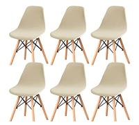 Scandinavian Velvet Dining Chair Covers Stretch Mid-Century Modern Soft Reusable Slipcovers for Dining Room Decor Beige Set of 6