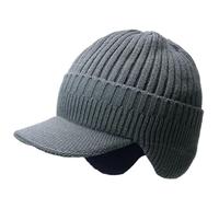Scandinavian Winter hat with Ear Protection (Unisex Unit Size) with Thick Warm Lining, Wind and Cold Resistant, with Visor and Earflaps, for Outdoor Grey