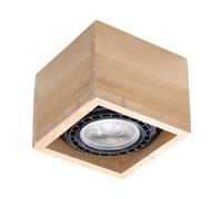 Scandinavian Wooden Ceiling Spotlight GU10 Natural Wood Quatro Lamp