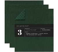 SCANDISH Forest Green Swedish Dishcloths for Kitchen - Set of 3 Reusable, Compostable Dishcloths