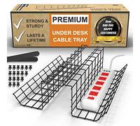 Scanfield Set of 2 Cable Tidy Under Desk Cable Management, Under Desk Cable Management Tray, Maximises Airflow, Sturdy & Spacious Cable Tray Wire Organiser, Easy To Install, Modular Cable Rack Storage