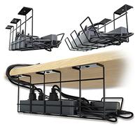 Scanfield Set of 2 Under Desk Cable Management Tray, Maximises Airflow, Spacious Wire Organiser, Screwfree Installation, Modular Rack Storage