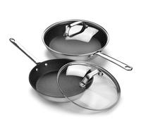 Scanpan Stratanium+ Nonstick Stainless Steel 9.5 & 11" Fry Pan Skillet Set with Lids - Maitre D' - Made in Denmark