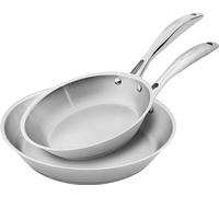 Scanpan STS Stainless Steel Pan Set 20 + 28 cm Multifunctional Induction Pans with Aluminium Core, Slanted Sides Frying Pans for All Hobs Oven-Safe