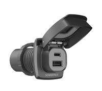 Scanstrut ROKK Flip Pro Plus USB Charger - IPX4 Waterproof Dual USB-A & USB-C Fast Charging Port | 12/24V Marine & RV Power Socket