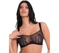 Scantilly by Curvy Kate Sheer Flora Bandeau Bra - Black - 30E