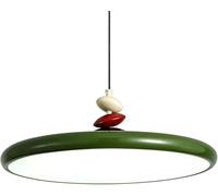 Scanvian Modern Minimalist LED Pendant Light, Stepless Dimming Slim Hanging Lamp, Iron & Acrylic Pebble Chaner for Dining Room, Bedroom, Kitchen Decor (Green 40CM)