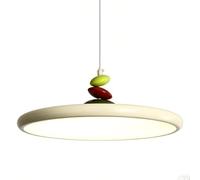 Scanvian Modern Minimalist LED Pendant Light, Stepless Dimming Slim Hanging Lamp, Iron & Acrylic Pebble Chaner for Dining Room, Bedroom, Kitchen Decor (White 40CM)