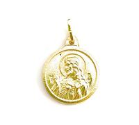 Scapular Medal Pendant Virgin of Carmen Sacred Heart of Jesus in 18kt Gold Covered Sterling Silver, 56 (17.8), Silver, Silver