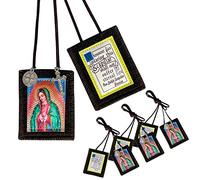 Scapulars Catholic,3 Pack Bulk Brown Scapular Of Virgen De Guadalupe Necklace,Escapularios Catolicos Scapular Catholic Necklaces Religious Gift For Women Man With St Benedict Medal Crucifix Decoration