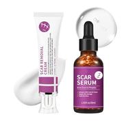Scar Removal Set with Repair Scar Cream & Serum - Acne Scar Treatment + Stretch Mark Cream - Body Gel With Alpha-Arbutin & Asiaticoside - Non-Greasy Hydrating Serum & Silicone Gel For Scars