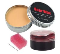 Scar Wax Kit, Moldable Wax for Realistic Cuts and Injuries, Hallo-ween Special Effect Wound Modeling SkinWax with Spatula, Stipple Sponge and Fake Blood Gel, for Fancy Dress Up, Cosplay Makeup, Light