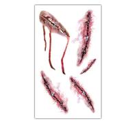 Scar Wound Sticker - Temporary Face Decals Halloween Tāttoo Stickers | Horror Party Stickers Skull GŕimReäper Scythe Bat Tombstone Blood Effect 13.8x7.9cm