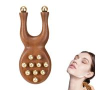 Scarab Acupressure Tool,Wooden Massage Tools for Face and Neck with Sandalwood Brass Beads,Face Massager for Jaw Tension Relief,Facial Contouring,Pressure Point Massage