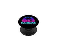 Scarbados Beach Retro 80s Neon Sunset T-Shirt Vintage Synth PopSockets Adhesive PopGrip