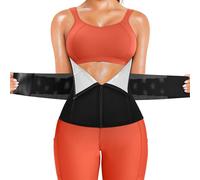 SCARBORO Waist Trainer for Women Belly Fat Sauna Sweat Waist Trimmer Corset for Stomach Wrap Workout Belt Shaper Band Zipper, Black-silver Inner, XXXL