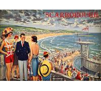 Scarborough LNER Railway Poster - A4 Wall Art, Inspirational World Map, Vintage City, Retro Poster, Home Decor for Living Room, Office, Gift Idea for Travel Lovers
