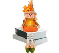 Scarecrow Dolls - Autumn Shelf Si | Autmn Shelf Sitters | 15 Inch Autumn Decoration Doll with LED Light - Decorative | Dangling Legs Handmade Sitting Scarecrows Dolls | Sunflower Top Hat for Mantle