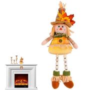 Scarecrow Dolls - Scarecrow Decor | Standing Thanksgivis | 15 Inch Autumn Decoration Doll with LED Light - Decorative | Dangling Legs Handmade Sitting Scarecrows Dolls | Sunflower Top Hat for Mantle