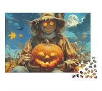 Scarecrow Pumpkin Moon 1000 Piece Jigsaw Puzzle For Adults Family Challenge Toys Stress Relief Puzzle Exercise The Memory of The Brain for Family Decorations 300pcs (40x28cm)