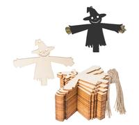 Scarecrow Shaped DIY Wood Halloween Blank Wood with Twines Art Unfinished Ornaments for Halloween Christmas Wedding Birthday Party Thanksgiving Day Decoration 20Pcs