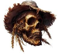 Scarecrow Skull Vinyl Decal Stickers, Cover Marks, 300mm Tall Qty:1 Ideal for Wall, Car, Glass, Plastic, Bonnet, Door, Van, Bath & More, Large Haunting Graphic