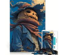 Scarecrow with Pumpkin Head And Moon Adult Jigsaw Puzzle1000 Pieces Brain Teaser Mental Relax Pattern Assembly Santa Wish Item (38x26cm)