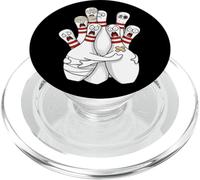 Scared Bowling Pins Funny Bowler Afraid Cartoon With Bandage PopSockets PopGrip for MagSafe