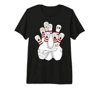 Scared Bowling Pins Funny Bowler Afraid Cartoon with Bandage Premium T-Shirt