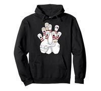 Scared Bowling Pins Funny Bowler Afraid Cartoon With Bandage Pullover Hoodie