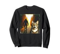 Scared Cat Bigfoot Selfie - Funny Surprised Cat Sasquatch Sweatshirt