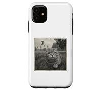 SCARED CAT HIDING FROM BROACHING ALIENS sci fi space lover Case for iPhone 11