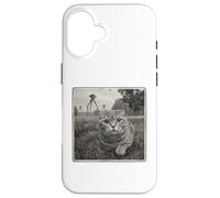SCARED CAT HIDING FROM BROACHING ALIENS sci fi space lover Case for iPhone 16