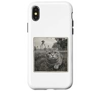 SCARED CAT HIDING FROM BROACHING ALIENS sci fi space lover Case for iPhone X/XS