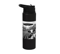 Scared Cow Selfie with UFO Alien Paranormal Meme Farm Stainless Steel Insulated Water Bottle