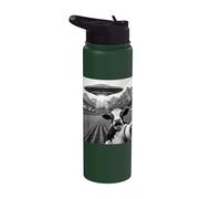 Scared Cow Selfie with UFO Alien Paranormal Meme Farm Stainless Steel Insulated Water Bottle