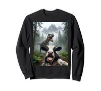 Scared Cow T Rex Selfie Dinosaur Farm Meme Funny Humor Sweatshirt