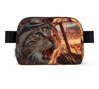 Scared Kitten Square Shaped Waist Bag with Light Versatile Durable Crossbody Bag for Adjustable Strap