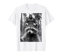 Scared Raccoon Selfie with Sasquatch Value Graphic T-Shirt, Men, White, XL