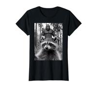Scared Raccoon Selfie with Sasquatch Value Graphic T-Shirt, Women, Black, S