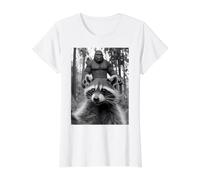 Scared Raccoon Selfie with Sasquatch Value Graphic T-Shirt, Women, White, S
