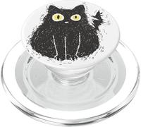 Scaredy Black Cat Shivering Shaking Cute PopSockets PopGrip for MagSafe