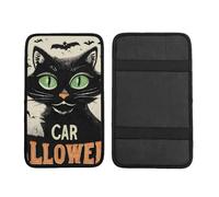 Scaredy Cat Car Armrest Cushion Halloween Bat Waterproof Auto Center Console Pad Car Armrest Seat Box Cover Protector Universal Fit for Most Vehicle SUV