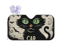 Scaredy Cat Car Windscreen Sun Shade Halloween Bat Heat Reflective Sunshade Folding Foil Sun Visor Car Windshield Window Universal Fit for Sedans SUV Van S