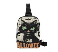Scaredy Cat Foldable Sling Bag for Men Women Water Resistant Chest Bag Halloween Bat Fanny Pack Crossbody Backpack for Travel Hiking Sports