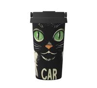 Scaredy Cat Insulated Coffee Cup with Leakproof Lid 500ml Halloween Bat Reusable Vacuum Travel Mug Portable Stainless Steel Thermal Bottle for Hot Cold Drinks