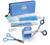 SCAREDY CUT Silent Pet Grooming Kit + Tiny Trim Scissors - A Quiet Alternative to Electric Clippers for Sensitive Pets (Right-Handed Blue)