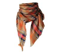 Scarf Cold The States White Multicoloured Check Scarf Double Imitation Checkered Square For Men And Women Shawl Wolf Hat Orange One Size