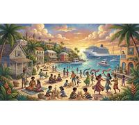 Scarf Dance on The Beach 1000 Piece Jigsaw Puzzle,Impossible Challenge,Educational Toy,Premium Cardboard,Adults & Kids 14+,Home Wall Decor,Gift Idea,Stress Relief 38x26cm