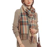 Scarf For Women UK Ladies Winter Scarves Warm Tartan Blanket Scarf Pashmina Shawl Wraps Long Soft Warm Checked Scarf With Tassel For Women Girls Ladies